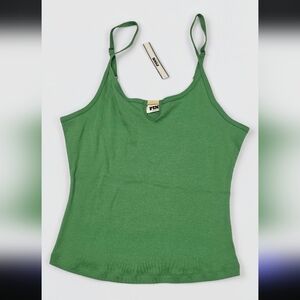 NWT PINK Victoria's Secret Green Camisole & Gold "PINK" Emblem On Front Size-L